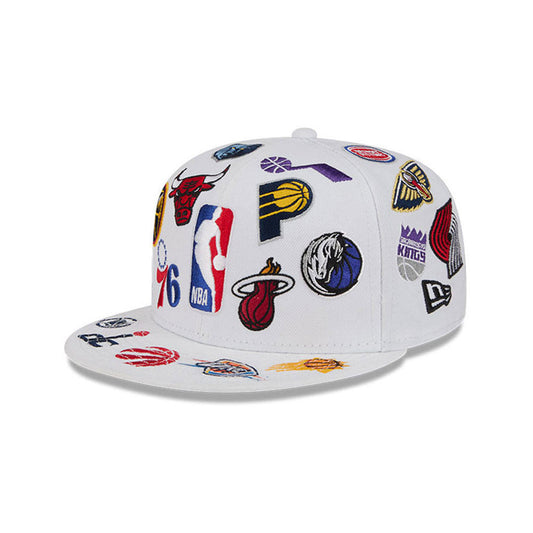 NBA All Over Patch 59FIFTY New Era White Official NBA Fan Gear