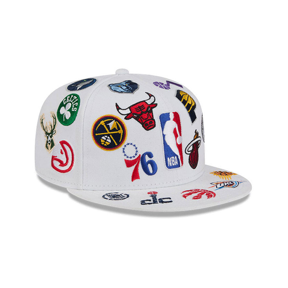 NBA All Over Patch 59FIFTY New Era White Official NBA Fan Gear
