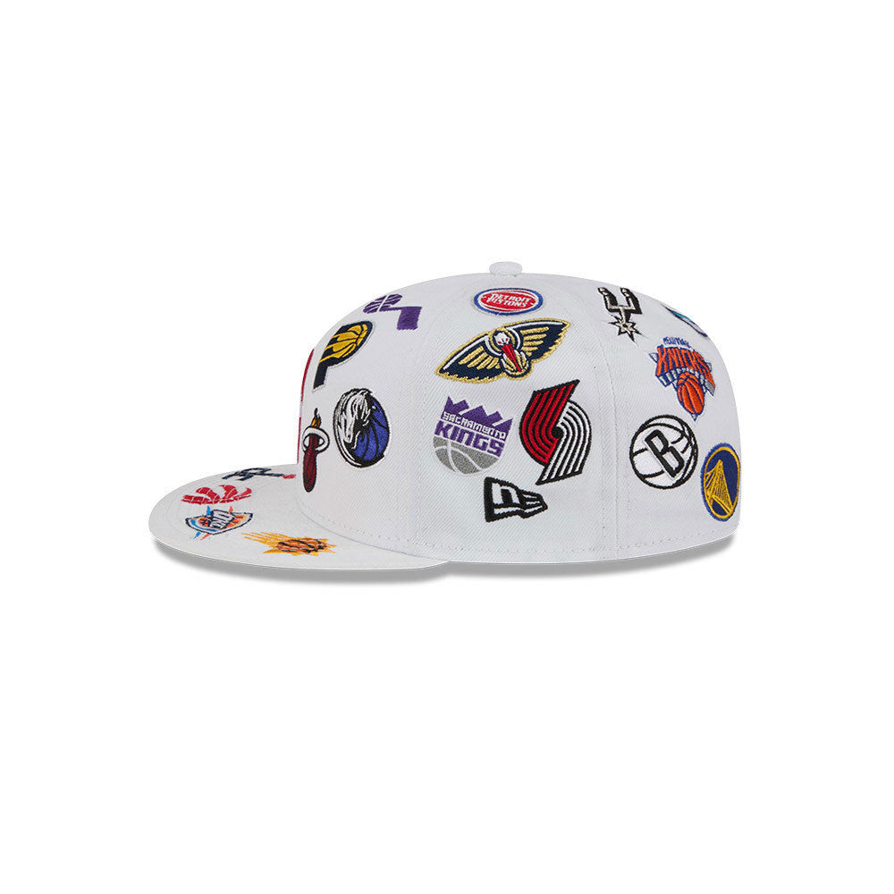 NBA All Over Patch 59FIFTY New Era White Official NBA Fan Gear