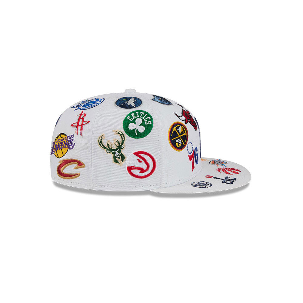 NBA All Over Patch 59FIFTY New Era White Official NBA Fan Gear