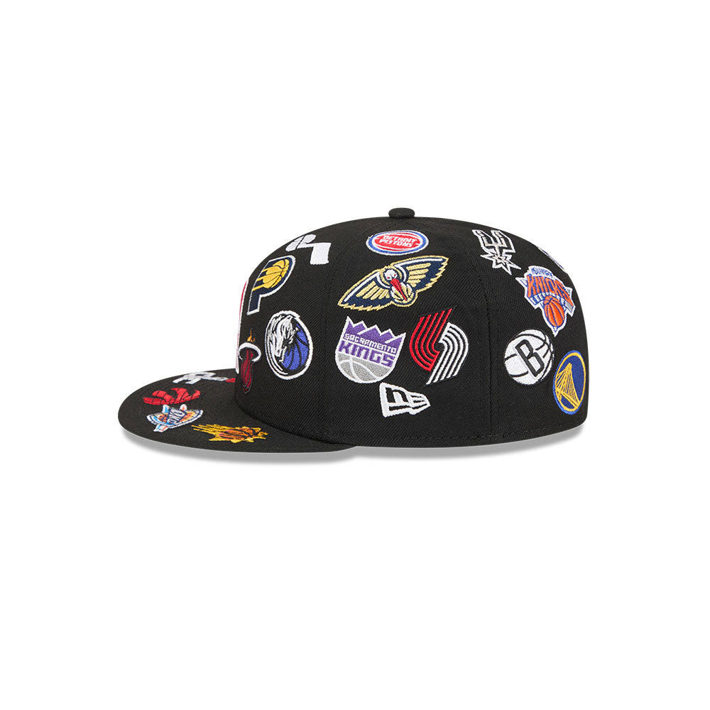 NBA All Over Patch 59FIFTY New Era Black Official NBA Fan Gear