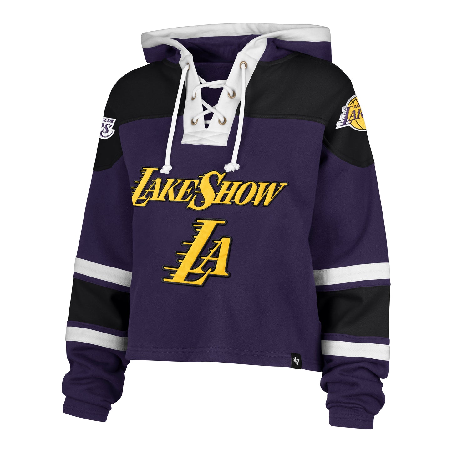 LOS ANGELES LAKERS CITY EDITION CROPPED SUPERIOR '47 LACER HOOD WOMENS Official NBA Fan Gear