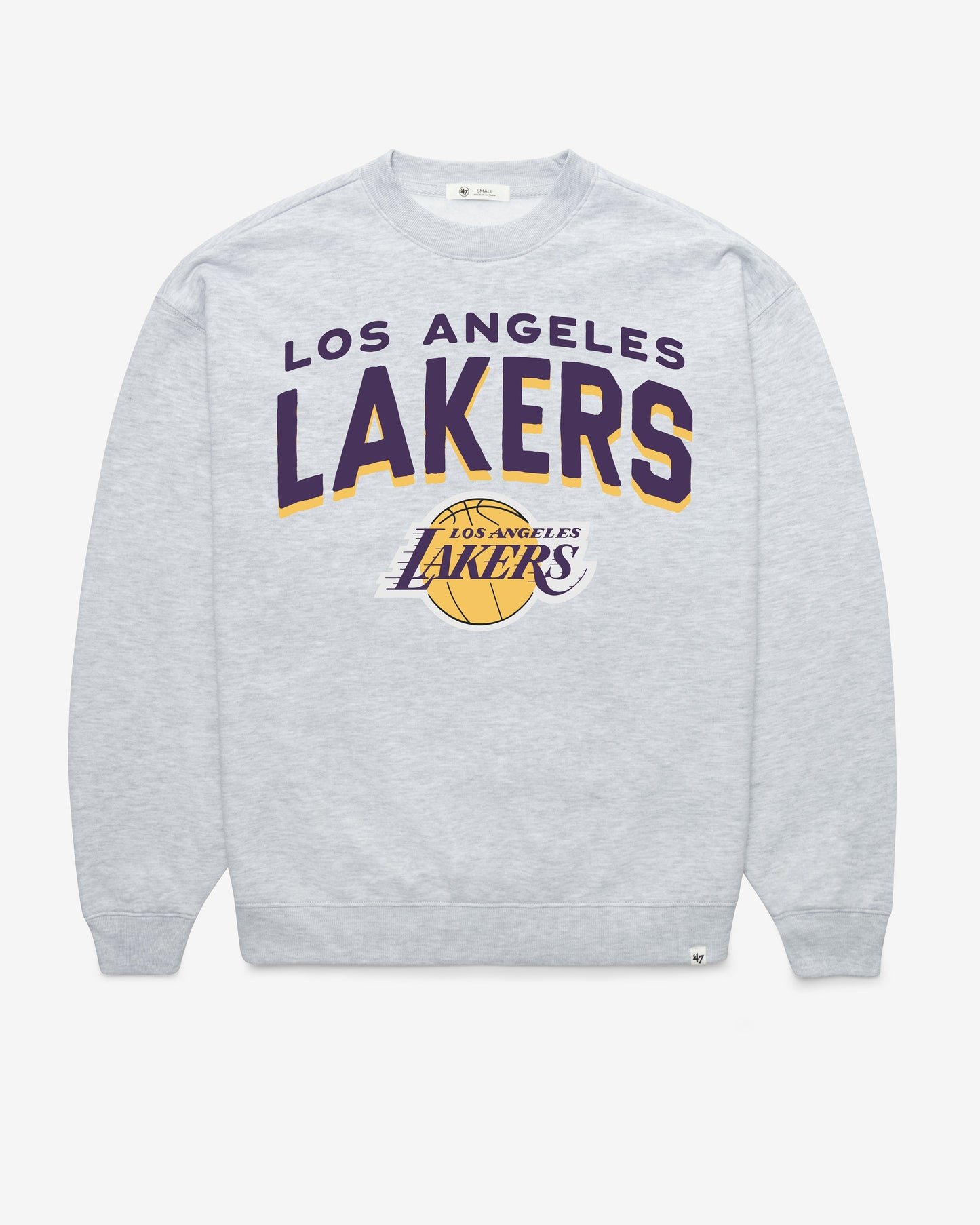 LOS ANGELES LAKERS CAMPUS ARCH CLOUD '47 OVERSIZED CREW WOMENS Official NBA Fan Gear