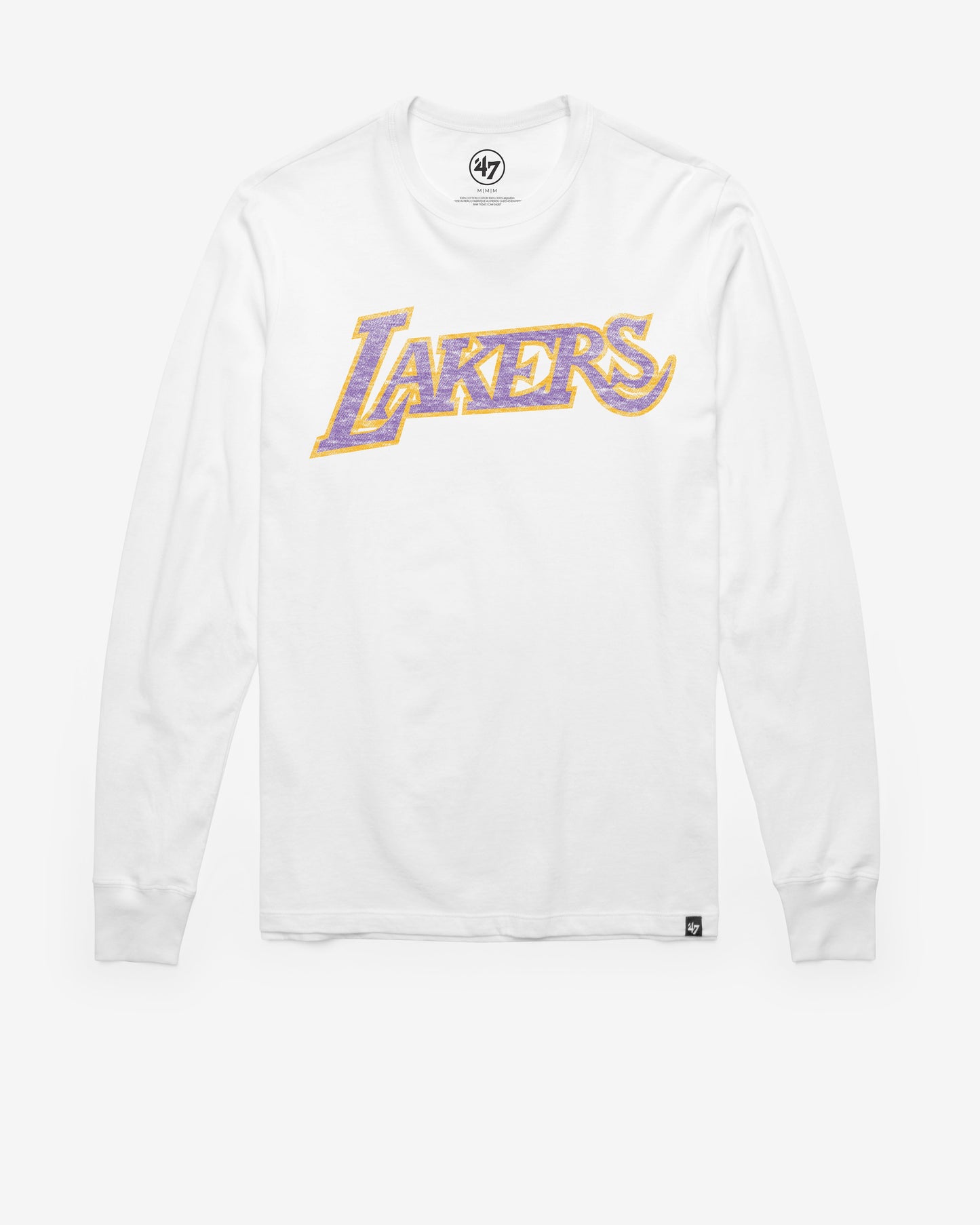 LOS ANGELES LAKERS HARDWOOD CLASSICS WHITE WASH PREMIER '47 FRANKLIN LONG SLEEVE TEE Official NBA Fan Gear