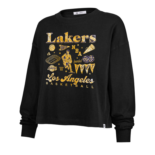 LOS ANGELES LAKERS TEAM COLLAGE '47 SYDNEY LONG SLEEVE TEE WOMENS Official NBA Fan Gear