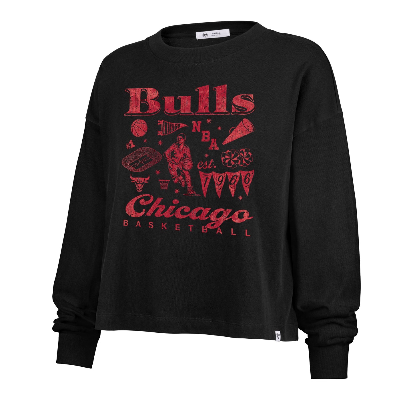 CHICAGO BULLS TEAM COLLAGE '47 SYDNEY LONG SLEEVE TEE WOMENS Official NBA Fan Gear