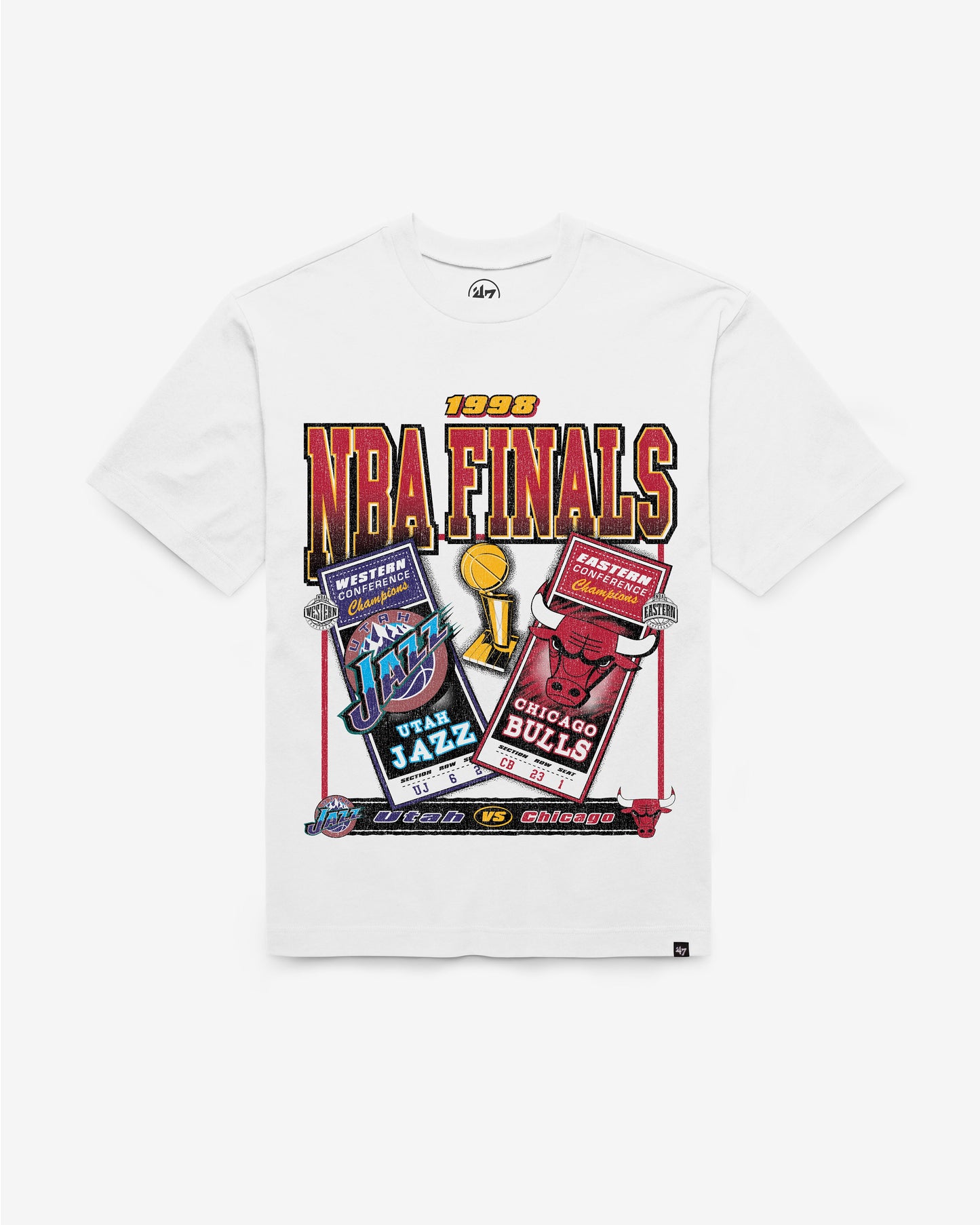 UTAH JAZZ VS. CHICAGO BULLS NBA FINALS DUELING COURT MATCHUP '47 FOUNDATION TEE Official NBA Fan Gear