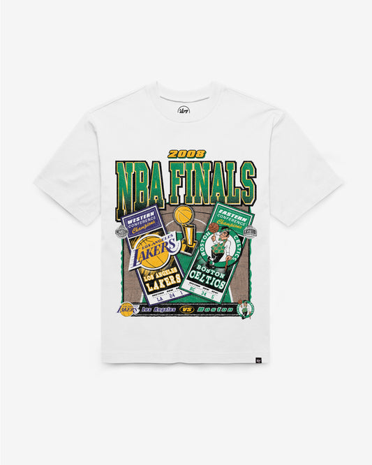 LOS ANGELES LAKERS VS. BOSTON CELTICS 2008 NBA FINALS DUELING COURT MATCHUP '47 FOUNDATION TEE Official NBA Fan Gear
