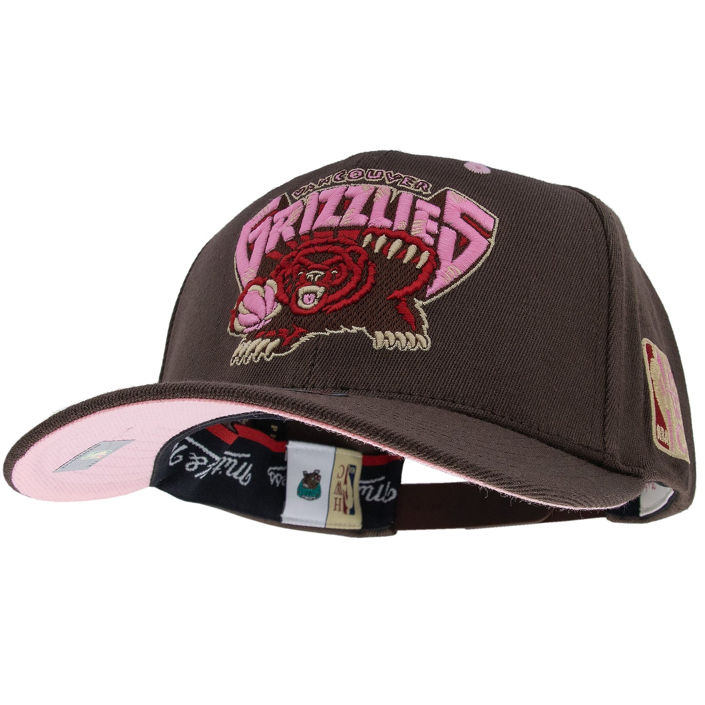 Vancouver Grizzlies NBA Brown Sugar Bacon Classic Red Snapback Mitchell & Ness Brown/Pink Official NBA Fan Gear