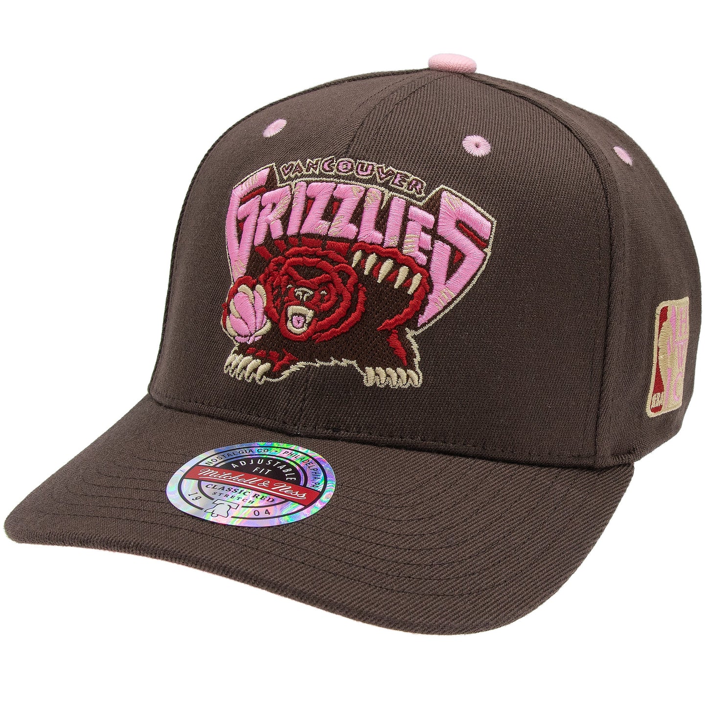 Vancouver Grizzlies NBA Brown Sugar Bacon Classic Red Snapback Mitchell & Ness Brown/Pink Official NBA Fan Gear