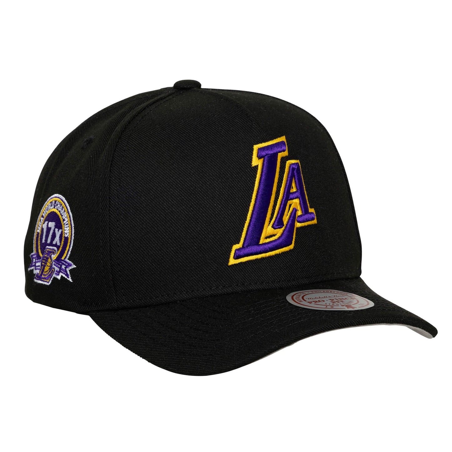 Los Angeles Lakers NBA Pro Pinch Snapback Mitchell & Ness Black Official NBA Fan Gear