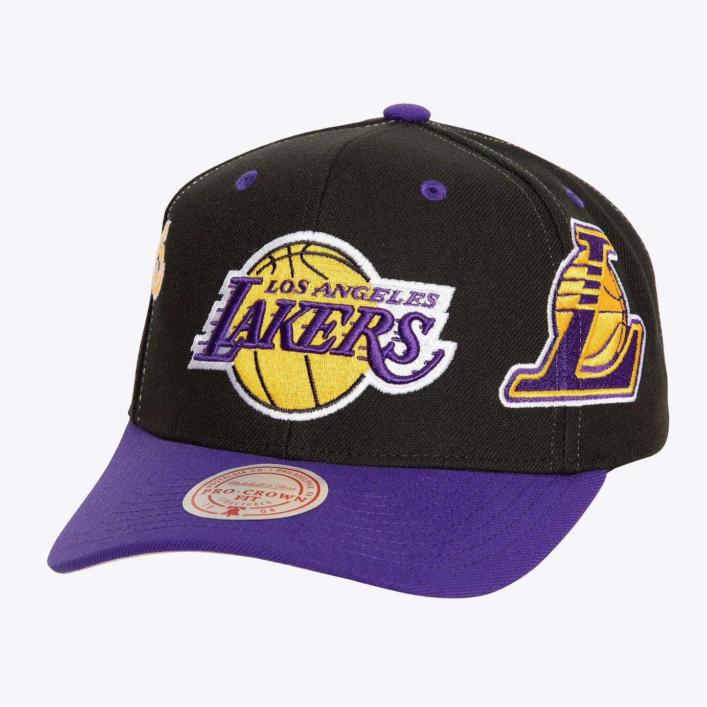 LA Lakers NBA Overbite Pro Snapback Mitchell & Ness Black/Purple Official NBA Fan Gear
